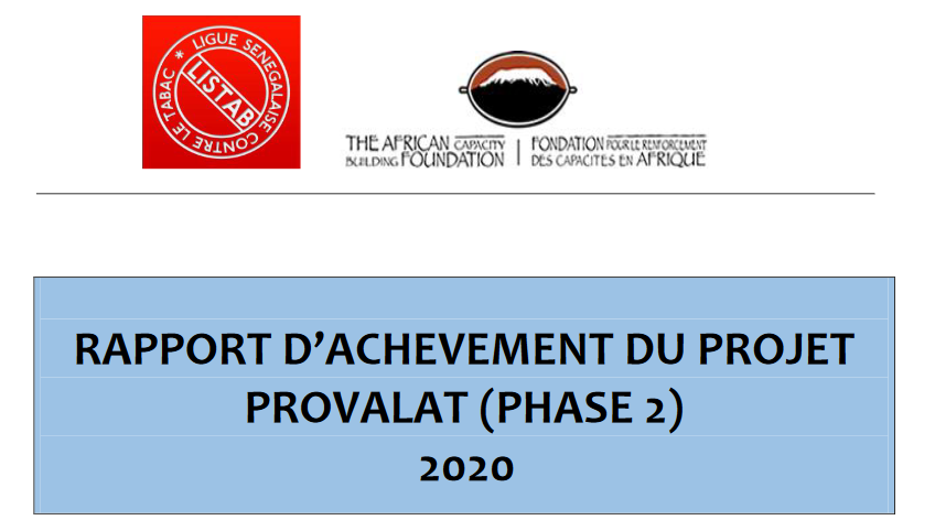 RAPPORT D’ACHEVEMENT DU PROJET PROVALAT (PHASE 2) JANVIER A DECEMBRE 2020